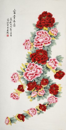 中央美院凌雪花鸟画《富贵长寿》 - 牡丹画- 99字画网