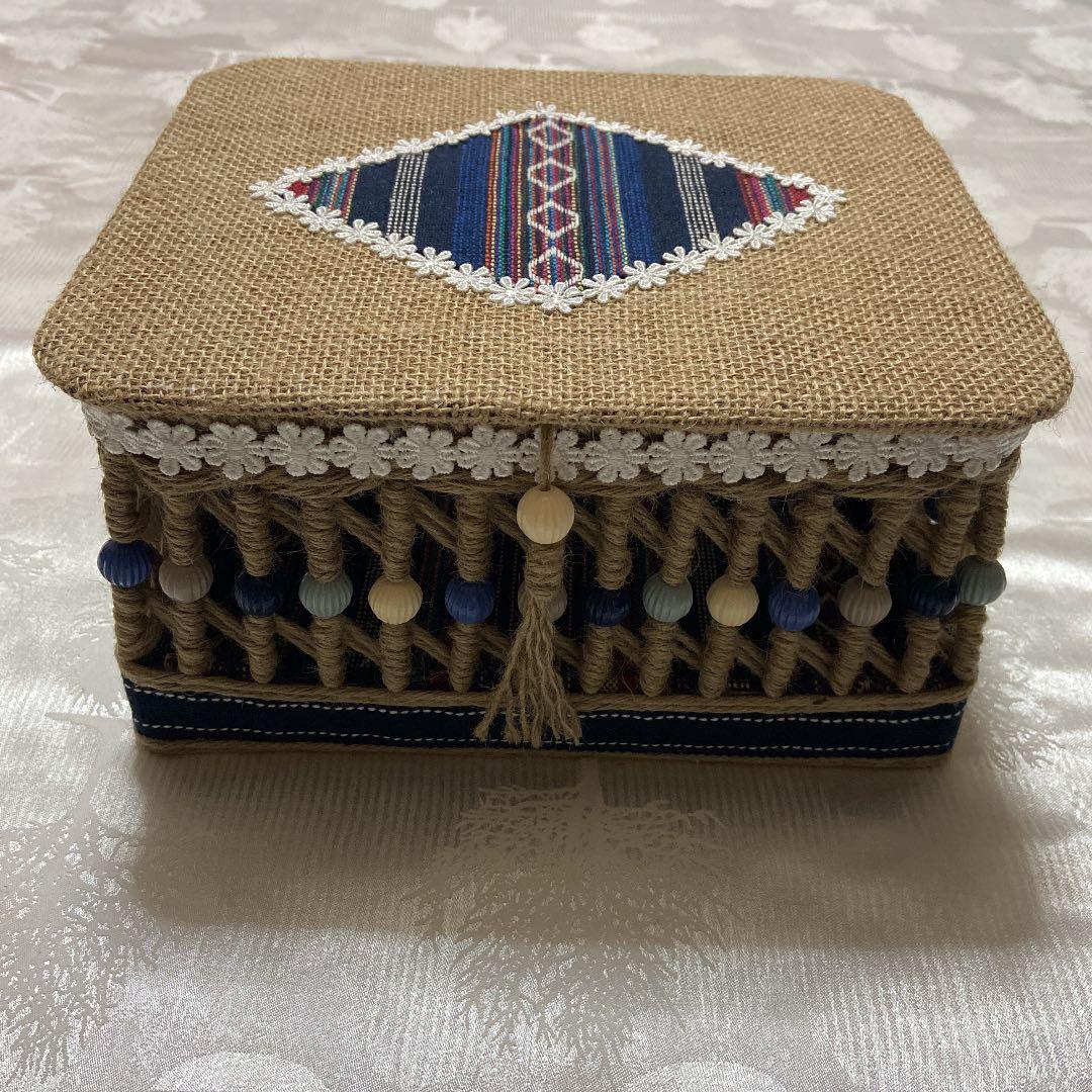 手编み小物收纳 HANDLE BOX / かご編みのナチュラルなデザインの小物収納ボックス